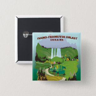 Bóton Quadrado 5.08cm Poster de viagens do Oblast de Ivano-Frankivsk na 