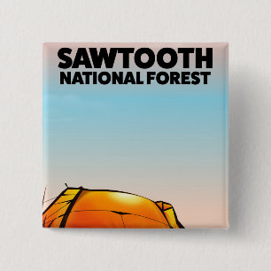 Bóton Quadrado 5.08cm Poster de viagens Nacional da Floresta Sawtooth
