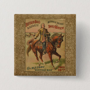 Bóton Quadrado 5.08cm Poster de Vintage Western Buffalo Bill Wild West S