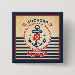 Bóton Quadrado 5.08cm Poster náutico do vintage