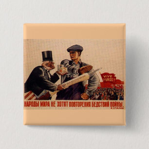 Bóton Quadrado 5.08cm Posters da propaganda de União Soviética da guer