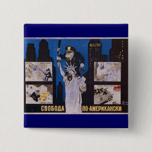 Bóton Quadrado 5.08cm Posters da propaganda de União Soviética da guer