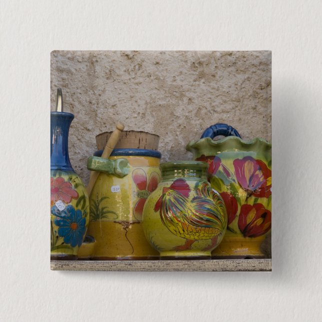 Bóton Quadrado 5.08cm Potéria, Moustiers-Sainte-Marie, Provence, (Frente)