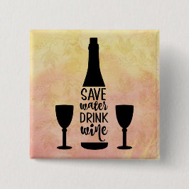 Bóton Quadrado 5.08cm Poupe Água Bebida Vinho Preto Garrafa Dois Óculos