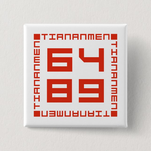 Bóton Quadrado 5.08cm Praça de Tiananmen 6/4/1989 (Frente)