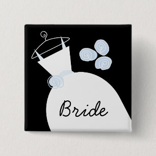 Bóton Quadrado 5.08cm Praça negra Azul de Casamento