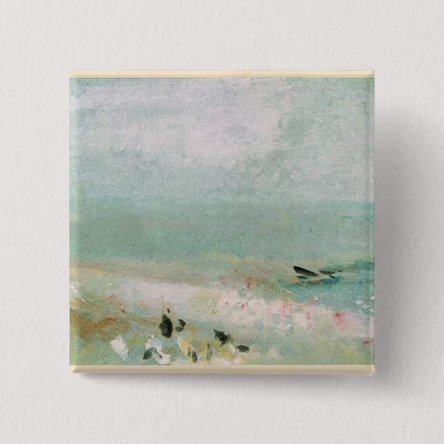 Bóton Quadrado 5.08cm Praia de Joseph Mallord William Turner | com (Frente)
