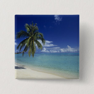 Bóton Quadrado 5.08cm Praia de Matira na ilha de Bora Bora,