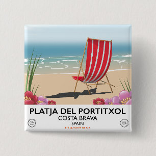 Bóton Quadrado 5.08cm Praia do Portitxol, Costa Brava, Espanha