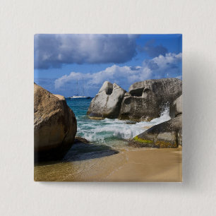 Bóton Quadrado 5.08cm Praia em Virgin Gorda, Ilhas Virgens Britânicas