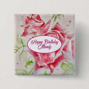 Bóton Quadrado 5.08cm Prato de papel para festa com padrão de flores de 