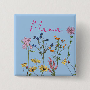 Bóton Quadrado 5.08cm Presente de flores silvestres da mamãe