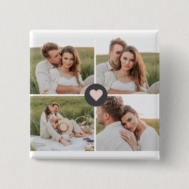 Bóton Quadrado 5.08cm Presente de Foto Personalizada da Família de Colag (Frente)