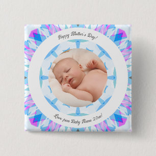 Bóton Quadrado 5.08cm Presente de Foto Personalizada no Dia da Mãe de Pa