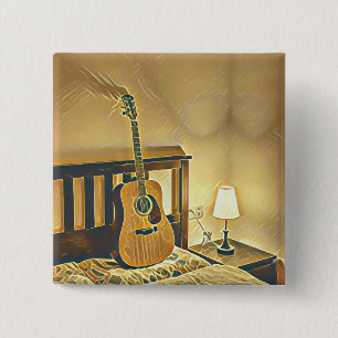 Bóton Quadrado 5.08cm Presente de guitarrista acústico