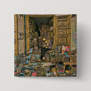 Bóton Quadrado 5.08cm Presente De Leitura De Amantes Para Bibliotecário