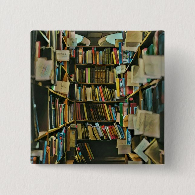 Bóton Quadrado 5.08cm Presente de vindima para amantes de livros (Frente)