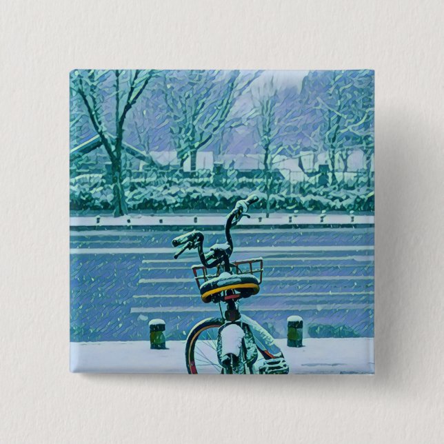 Bóton Quadrado 5.08cm Presente do touro de bicicleta (Frente)