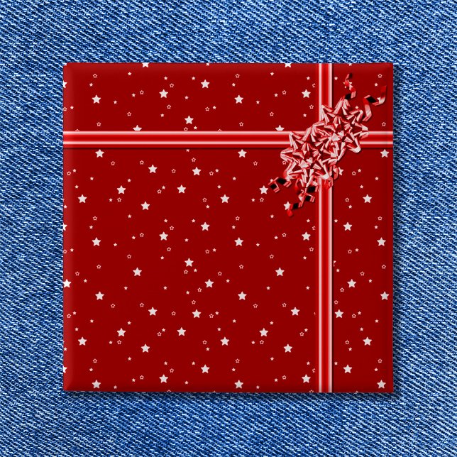 Bóton Quadrado 5.08cm Presente embrulhado em vermelho  (Red Wrapped Present - Customized Button)