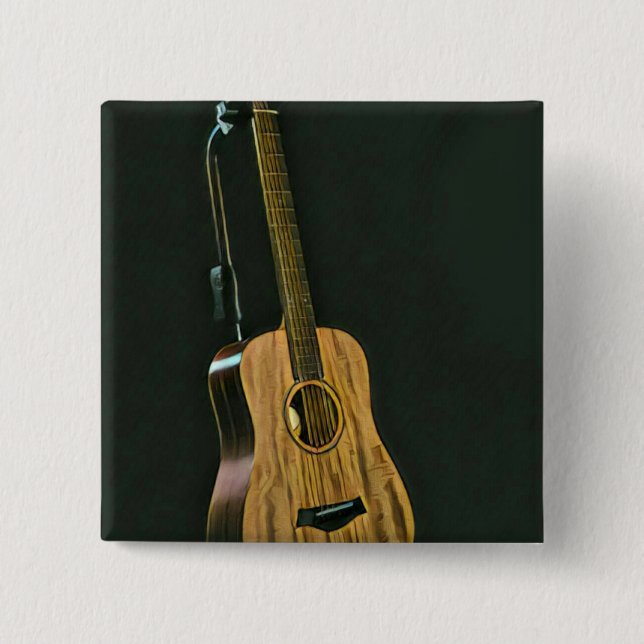 Bóton Quadrado 5.08cm Presente guitarrista latino (Frente)