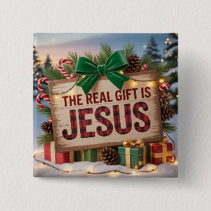 Bóton Quadrado 5.08cm Presente Real Botão Quadrado Jesus