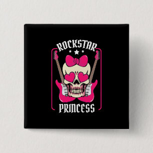 Bóton Quadrado 5.08cm Presente Xmas Rockstar Princess Skull