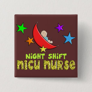 Bóton Quadrado 5.08cm Presentes da ENFERMEIRA do turno da noite NICU