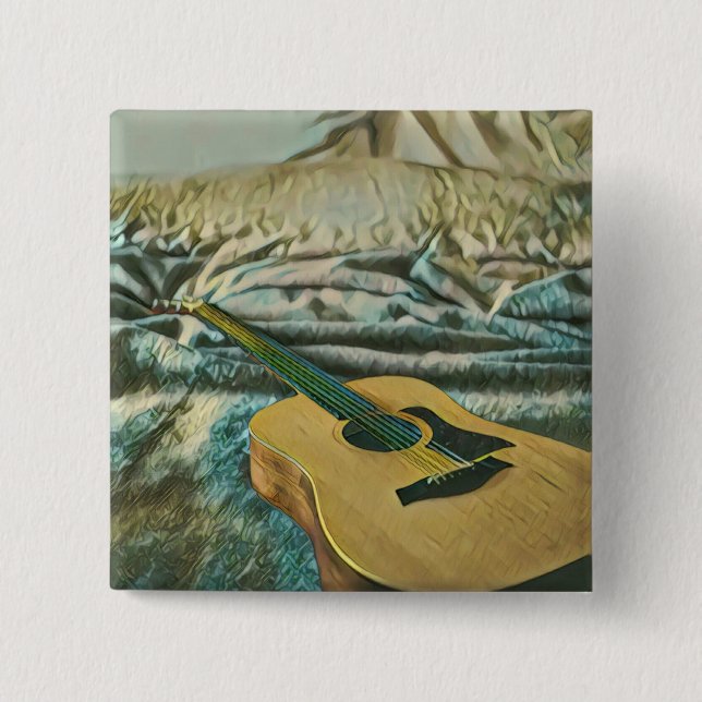Bóton Quadrado 5.08cm Presentes de amantes de guitarra (Frente)