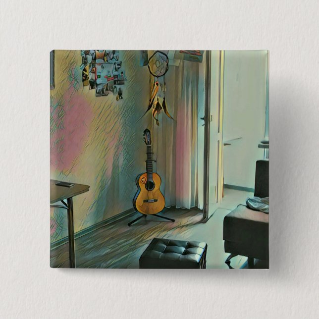 Bóton Quadrado 5.08cm Presentes de violão para ela (Frente)