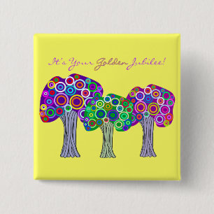 Bóton Quadrado 5.08cm Presentes do aniversário do jubileu dourado das