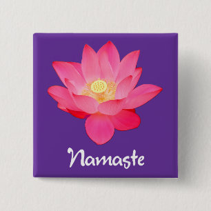 Bóton Quadrado 5.08cm Presentes do design da flor de Namaste Lotus