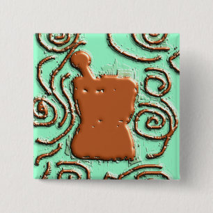 Bóton Quadrado 5.08cm Presentes do design do pilão & do almofariz do