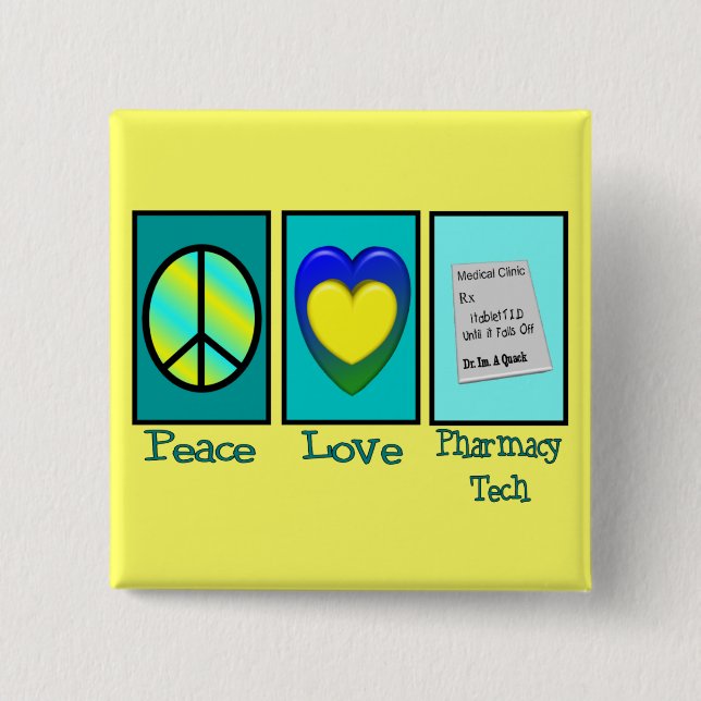 Bóton Quadrado 5.08cm Presentes do técnico da farmácia (Frente)