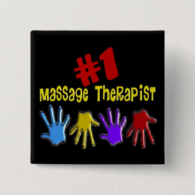 Bóton Quadrado 5.08cm Presentes do terapeuta "#1" da massagem (Frente)
