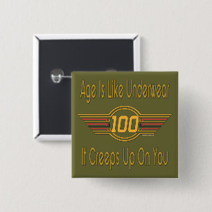 Bóton Quadrado 5.08cm Presentes engraçados de 100º aniversário - A id