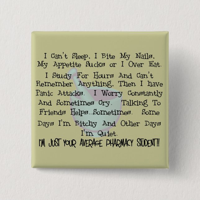 Bóton Quadrado 5.08cm Presentes médios do estudante da farmácia (Frente)