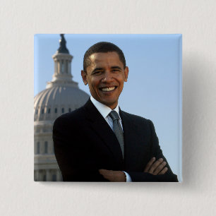 Bóton Quadrado 5.08cm Presidente americano Barack Obama como Senador dos