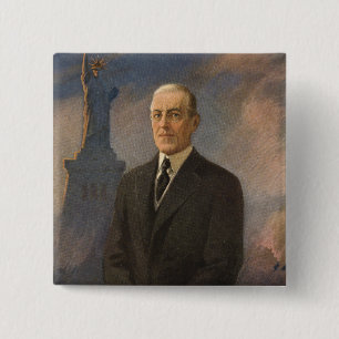 Bóton Quadrado 5.08cm Presidente americano Woodrow Wilson & Liberdade