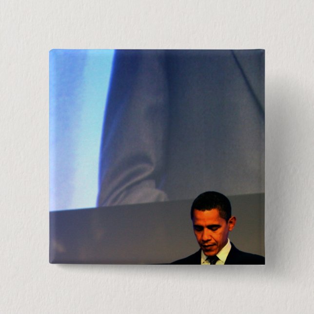 Bóton Quadrado 5.08cm Presidente Barack Obama (Frente)