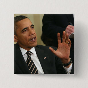 Bóton Quadrado 5.08cm Presidente Barack Obama fala à imprensa