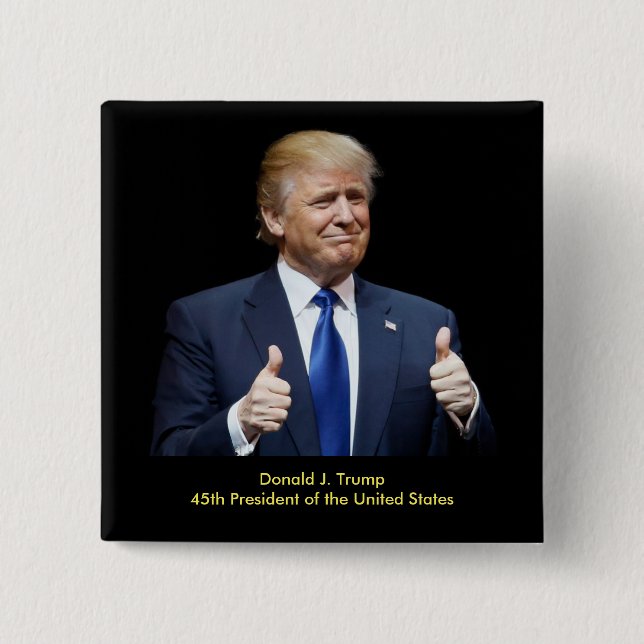 Bóton Quadrado 5.08cm Presidente de Donald J. Trunfo 45th (Frente)