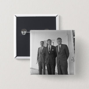 Bóton Quadrado 5.08cm Presidente John Kennedy & Brothers American Camelo