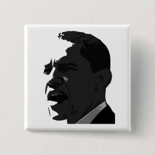 Bóton Quadrado 5.08cm Preto de Barack Obama no botão do quadrado branco