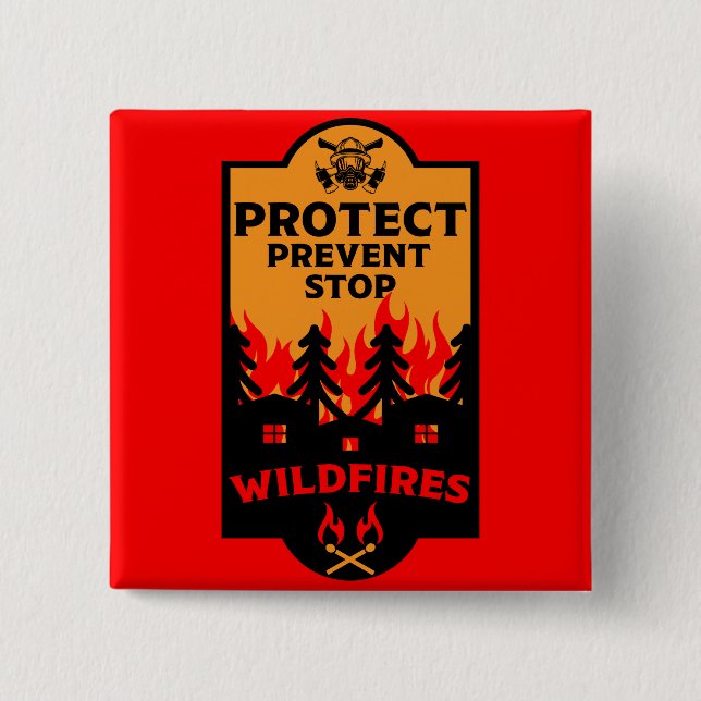Bóton Quadrado 5.08cm Prevenção de Incêndios Florestais (Frente)