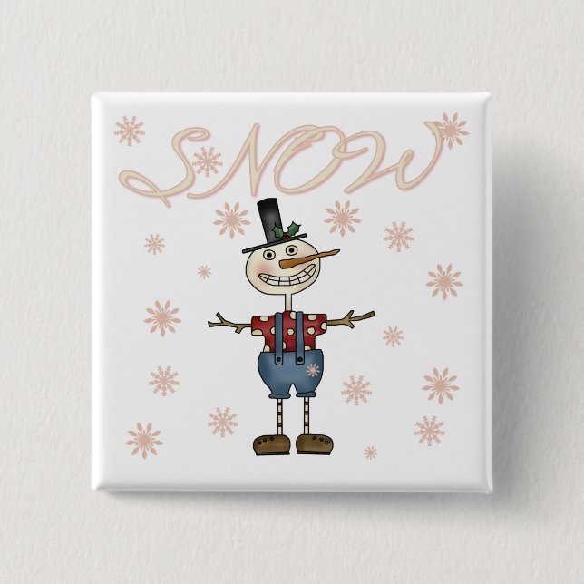 Bóton Quadrado 5.08cm Prim Snowman Camisetas e presentes (Frente)