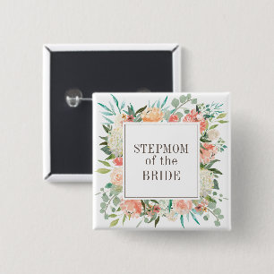 Bóton Quadrado 5.08cm Primavera Blush Watercolor Stepman Floral