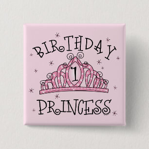 Bóton Quadrado 5.08cm Primeiro aniversario da princesa do aniversário d