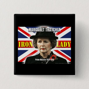 Bóton Quadrado 5.08cm Primeiro ministro de Margaret Thatcher