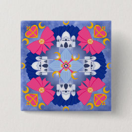 Bóton Quadrado 5.08cm Princesa da Arte Radial da Lua