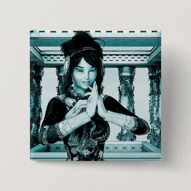 Bóton Quadrado 5.08cm Princesa da China (Frente)